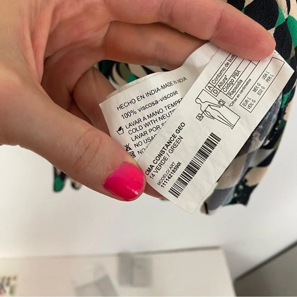 Rapsodia Blouse Top Womens Medium Large Green Retro Cma Constance Geo Blouse - Picture 10 of 13